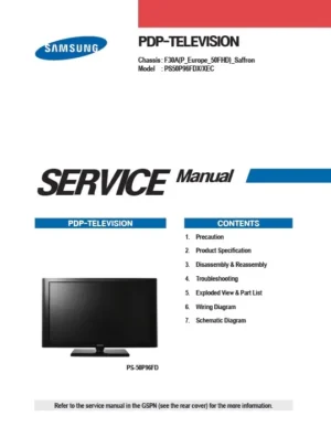 Samsung ps 50p96fd ps50p96fd service manual cover