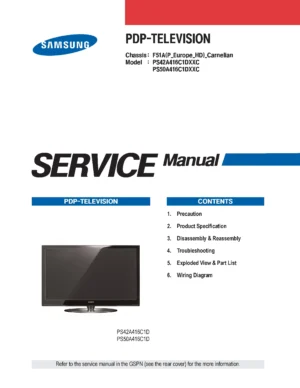 Samsung ps42a416c1d ps 42a416c1d service manual cover