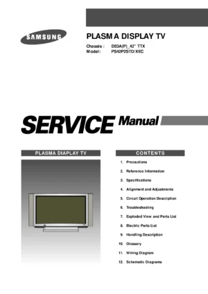 Samsung ps42p2std ps42p2std service manual cover