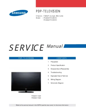 Samsung ps50a417c2d service manual cover