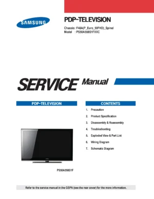 Samsung ps50a558s1f service manual cover