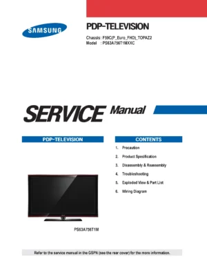 Samsung ps63a756t1m service manual cover