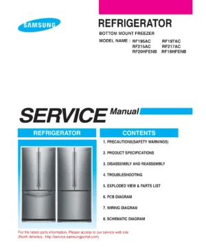 Samsung rf20hfenbsr rf20hfenbww rf20hfenbbc service manual cover