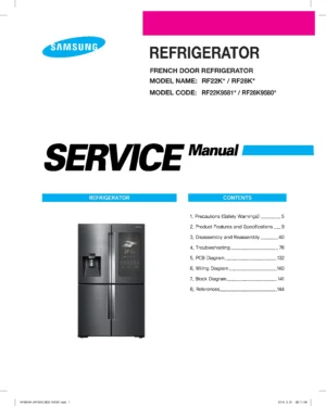 Samsung rf22k9581sr rf22k9581sg rf28k9580sr rf28k9580sg service manual cover