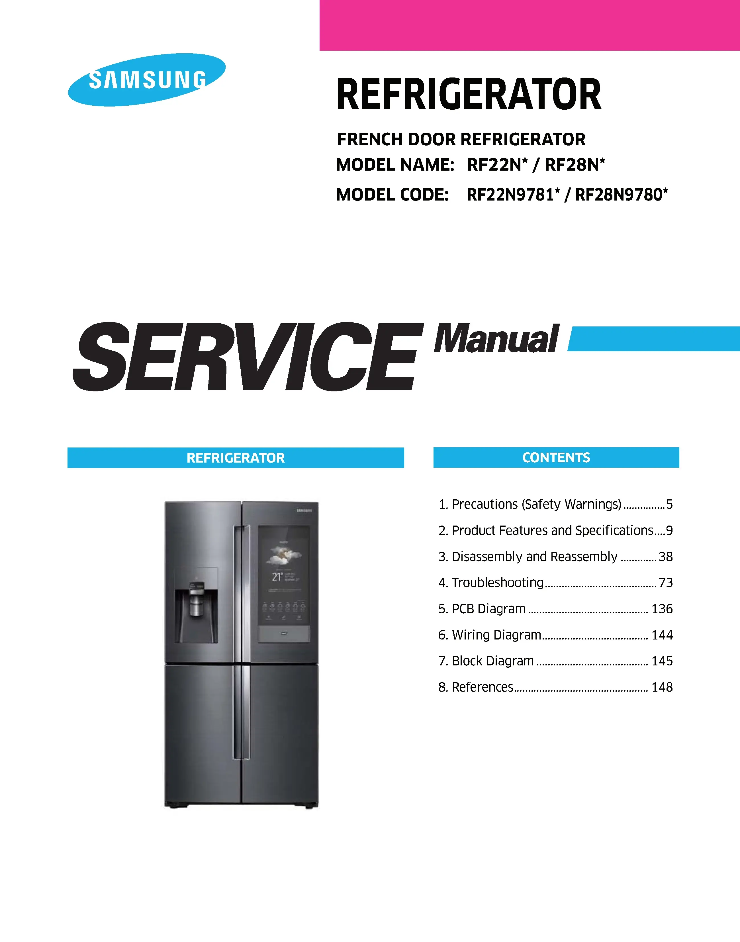 Samsung rf22n9781sg rf22n9781sr rf28n9780sg rf28n9780sr service manual cover