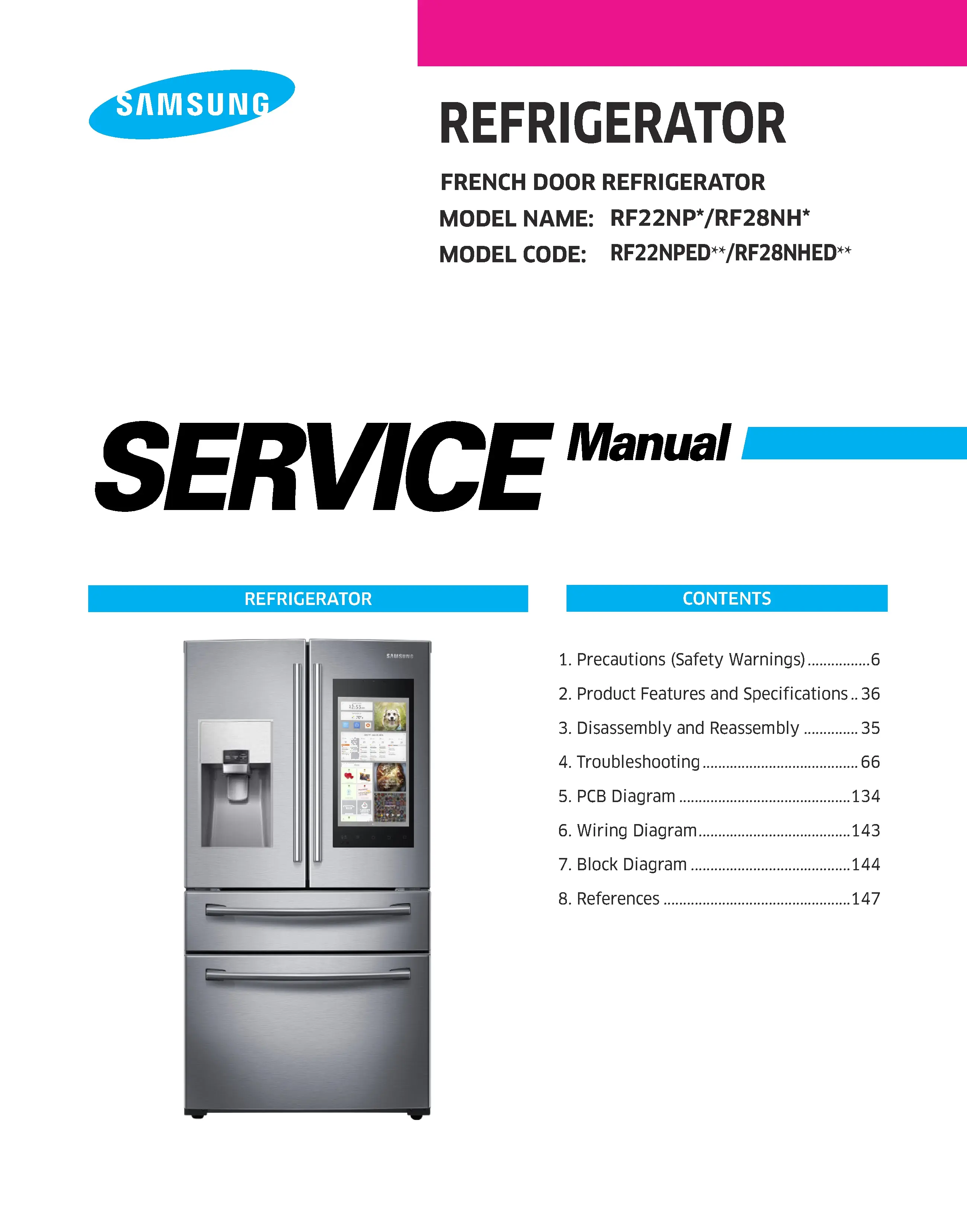Samsung rf22npedbsr rf22npedbsg rf28nhedbsg rf28nhedbsr service manual cover