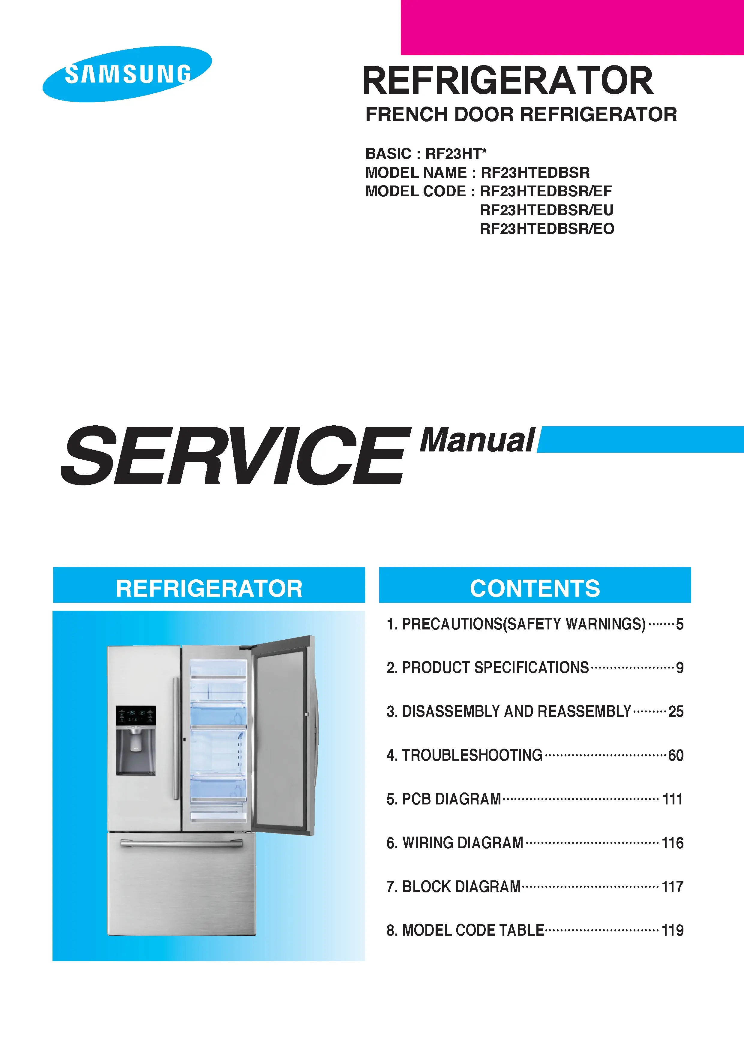 Samsung rf23htedbsr service manual cover