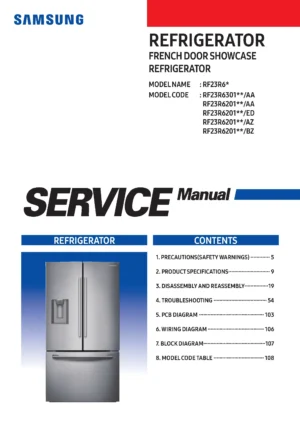 Samsung rf23r6301sr rf23r6201sr service manual cover