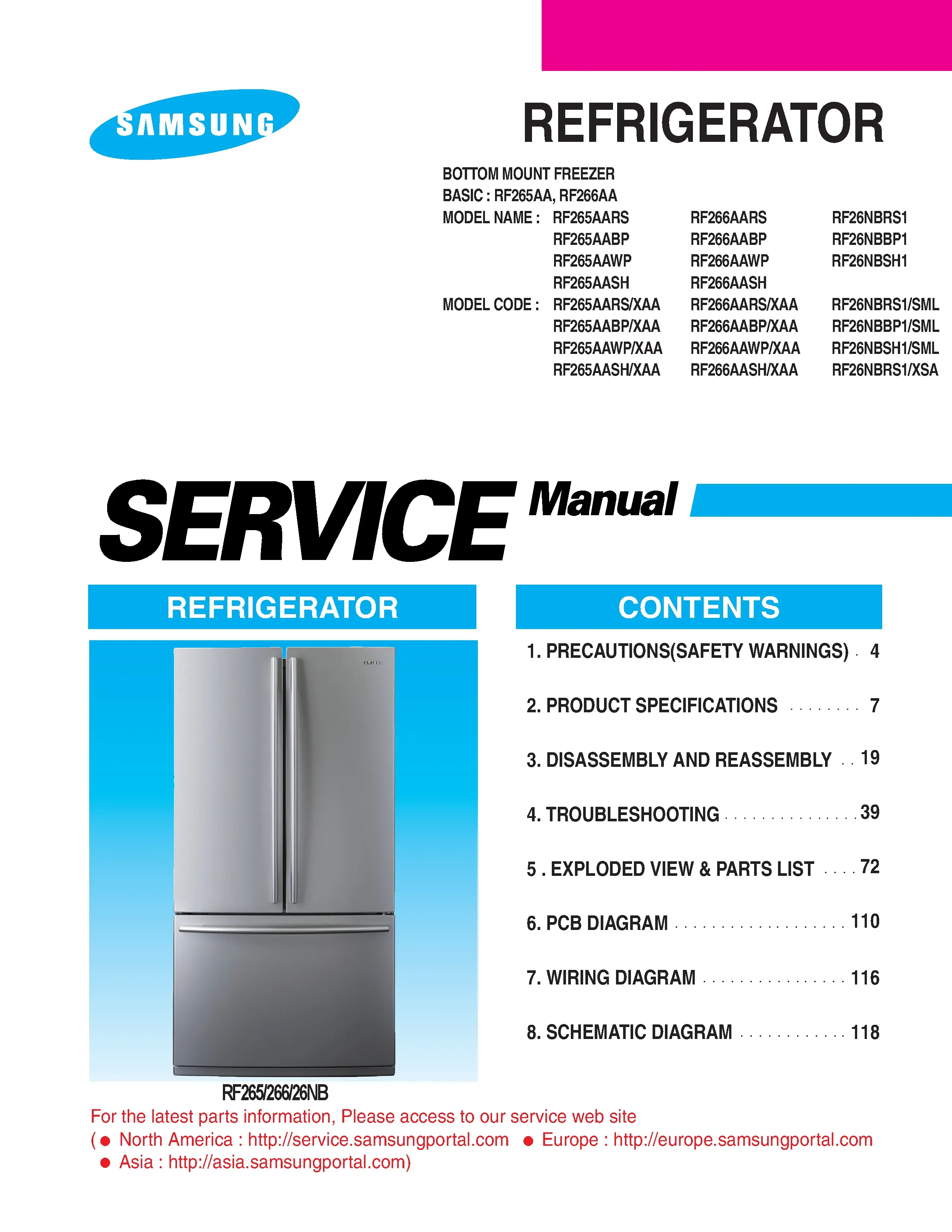 Samsung rf265aabp service manual cover