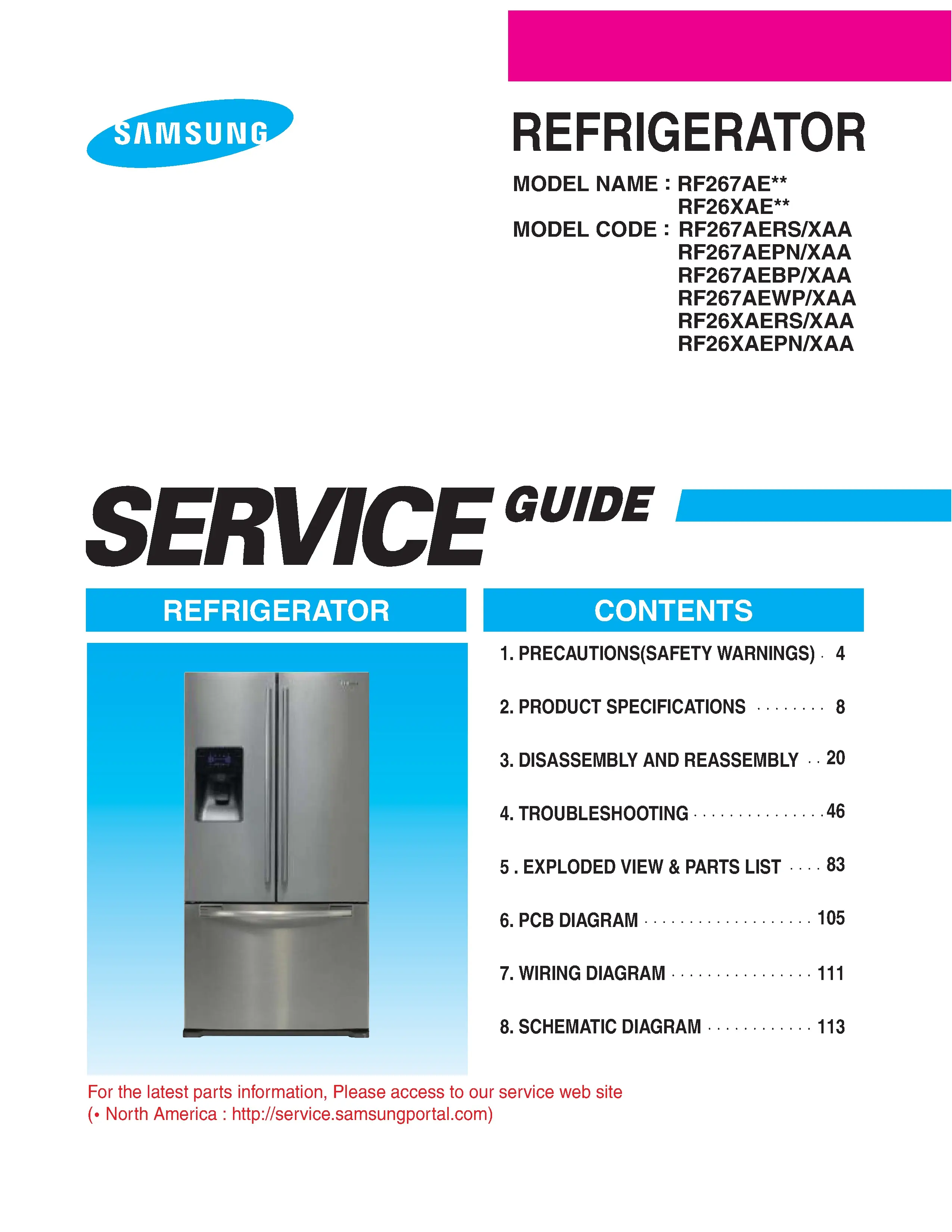 Samsung rf267afbp service manual cover