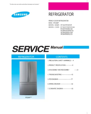 Samsung rf26hfendbc rf26hfendww rf26hfendsl rf26hfendsl rf26hfendsr service manual cover