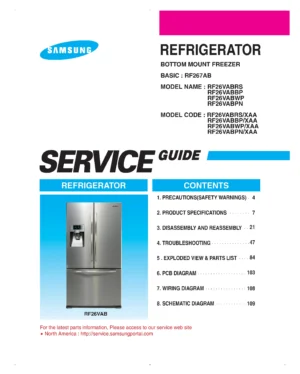 Samsung rf26vabrs rf26vabwp rf26vabbp rf26vabpn service manual cover