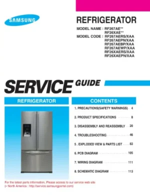 Samsung rf26xaewp rf26xaepn rf26xaers service manual cover