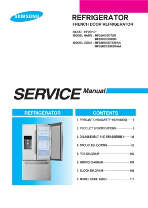 Samsung rf28hdedtsr rf28hdedbsr service manual cover
