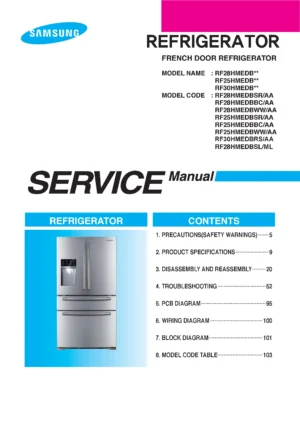Samsung rf28hmedbsl rf30hmedbrs service manual cover