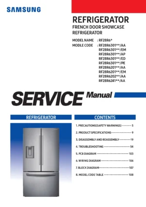 Samsung rf28r6301sr rf28r6201sr rf28r6202 rf28r6241 service manual cover