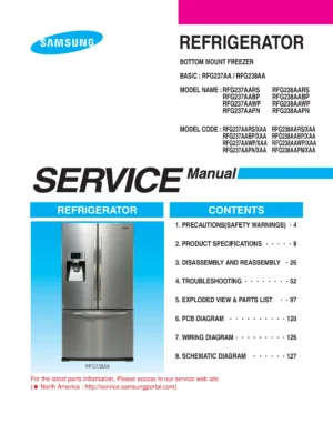 Samsung rfg237aawp service manual cover