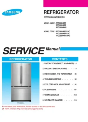 Samsung rfg293hawp service manual cover
