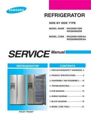 Samsung rh22h9010sr rh29h9000sr service manual cover
