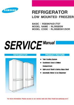 Samsung rl39sbsw service manual cover