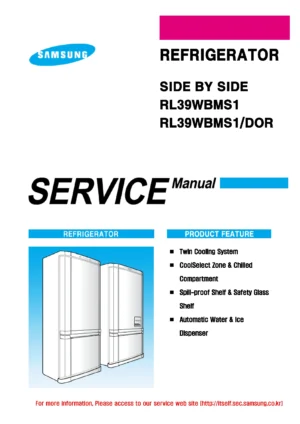 Samsung rl39wbms service manual cover