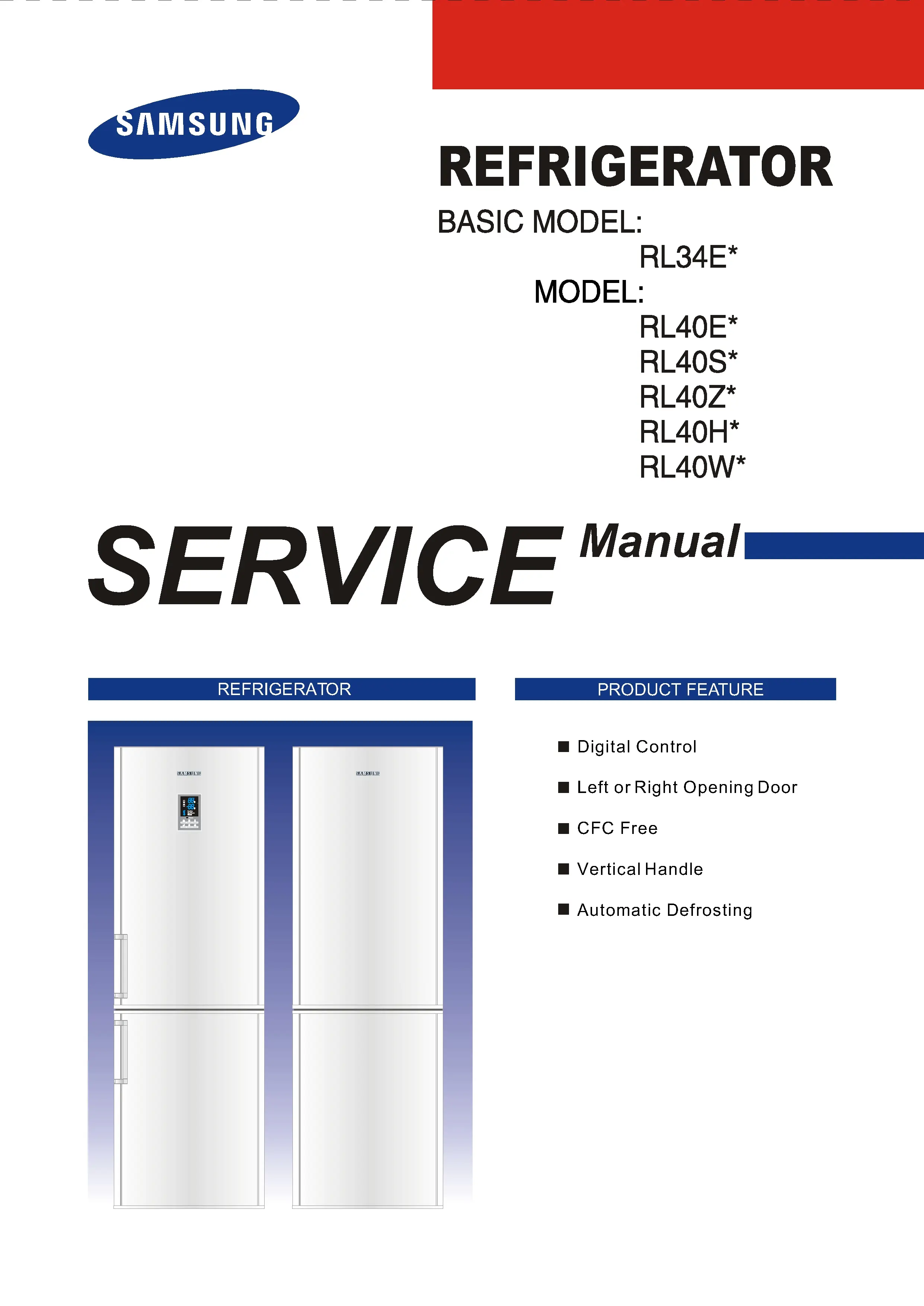 Samsung rl40hdps service manual cover