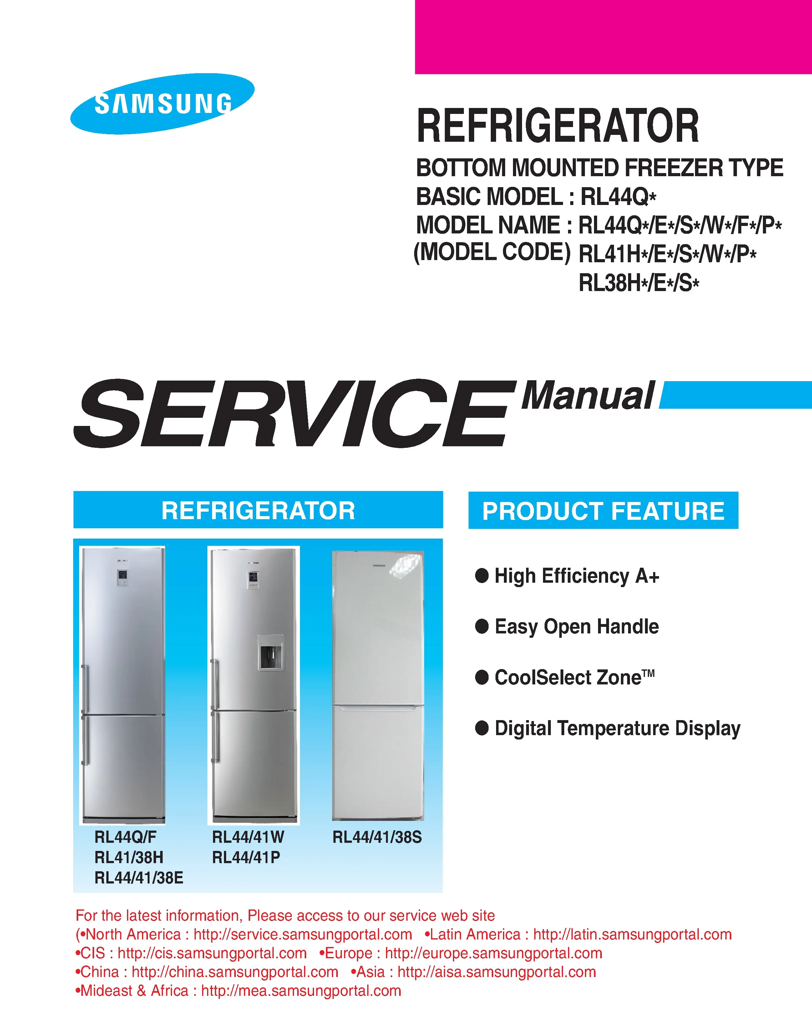 Samsung rl41ecsw service manual cover