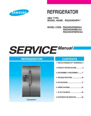 Samsung rs22hdhpnww rs22hdhpnbc rs22hdhpnsr service manual cover