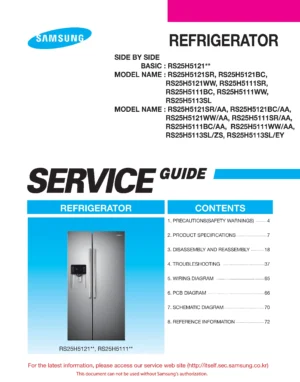 Samsung rs25h5111sr rs25h5111bc rs25h5111ww service manual cover