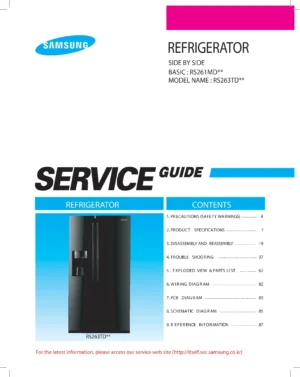 Samsung rs263tdrs rs263tdwp rs263tdbp rs263tdpn service manual cover