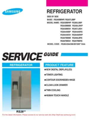 Samsung rs264absh rs264abbp rs264abrs rs264abwp service manual cover
