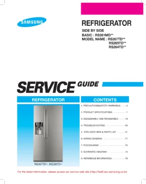 Samsung rs267tdrs service manual cover