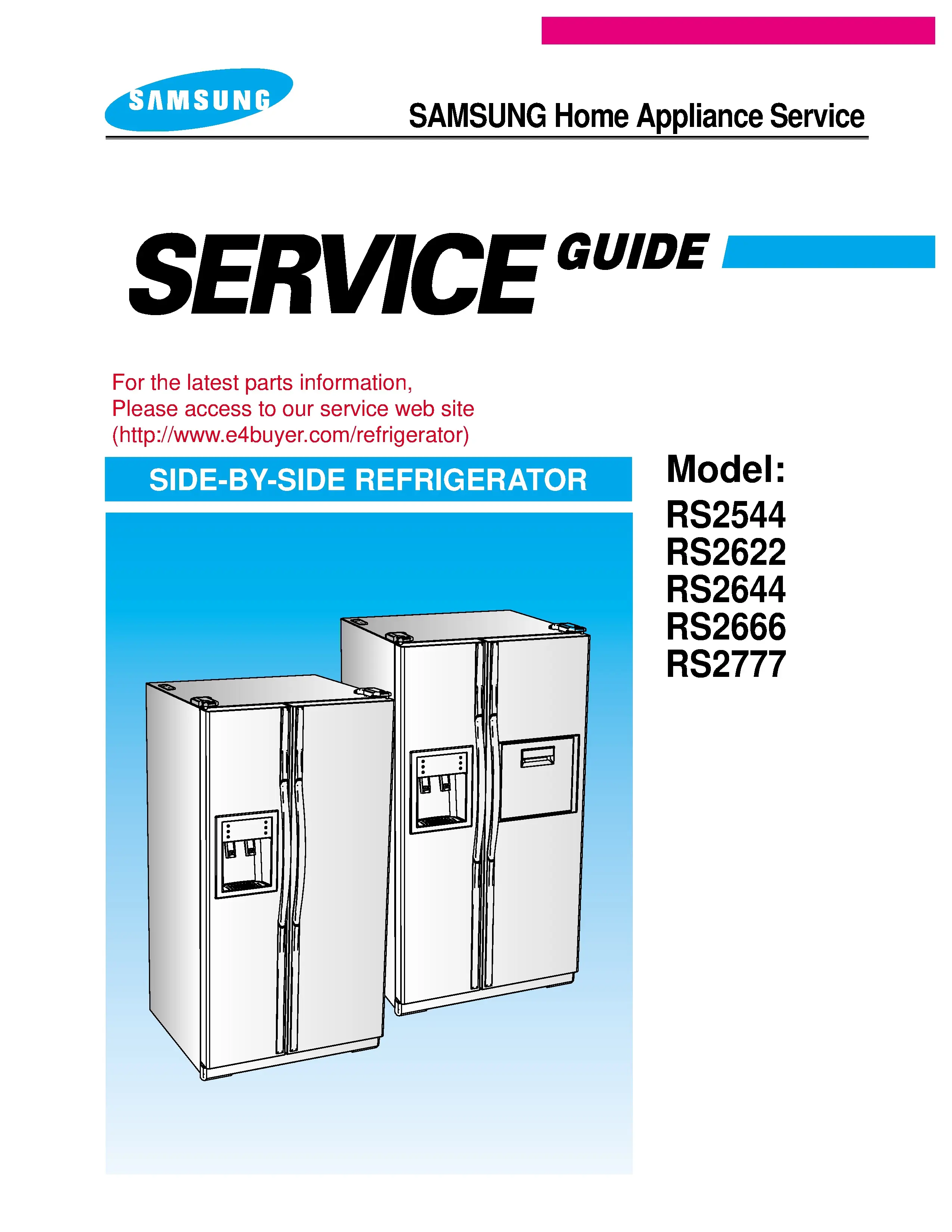 Samsung rs2777sl service manual cover