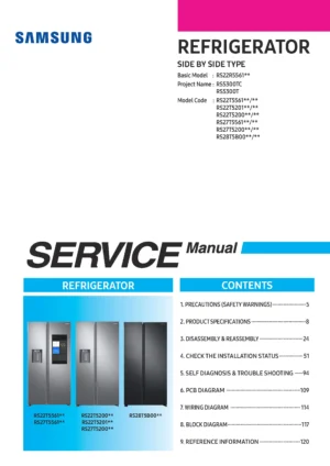 Samsung rs27t5200s9 rs27t5200sr rs27t5200sg service manual cover