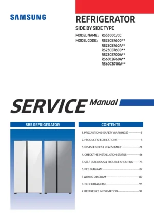Samsung rs60cb760aql rs60cb700a7nzs rs60cb700a7n service manual cover