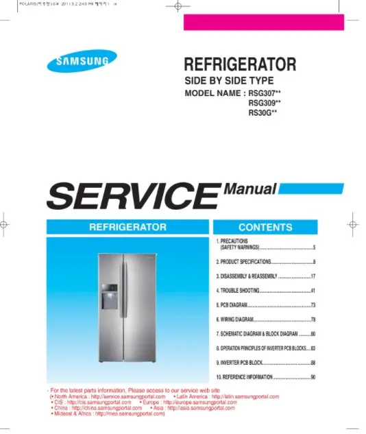 Samsung rsg309aars service manual cover