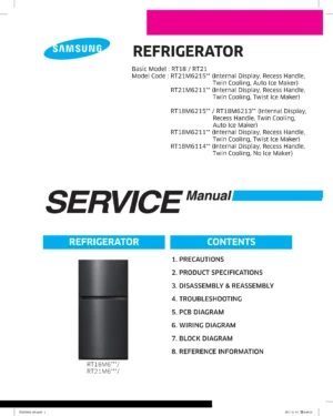 Samsung rt18m6211 rt21m6211 rt18m6213 rt18m6114 rt21m6215 service manual cover