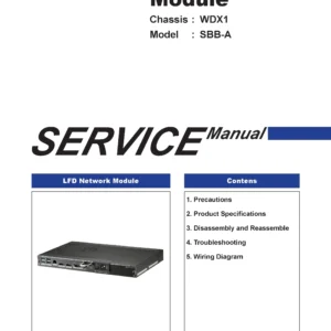 Samsung sbb a set back box service manual cover with photo of the television, model type and code and manual contents