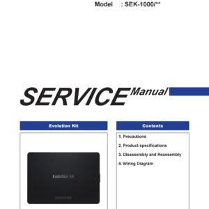 Samsung sek 1000 evolution kit service manual cover with photo of the television, model type and code and manual contents