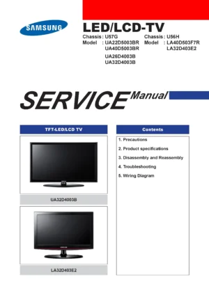 Samsung ua22d5003br ua40d5003br service manual cover
