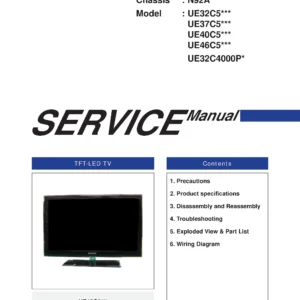 Samsung ue32c4000 ue32c4000pw service manual cover with photo of the television, model type and code and manual contents