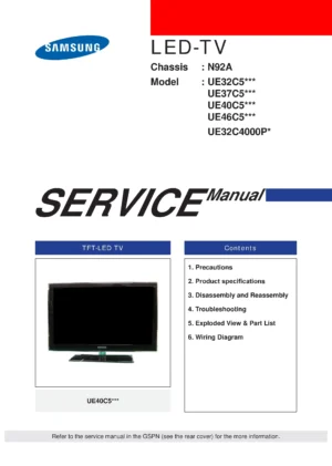 Samsung ue32c5100 ue37c5100 series service manual cover