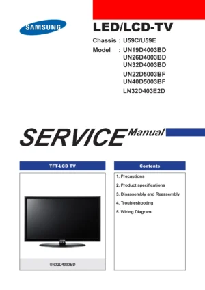 Samsung un19d4003bd un26d4003bd un32d4003bd ln32d403e2d service manual cover