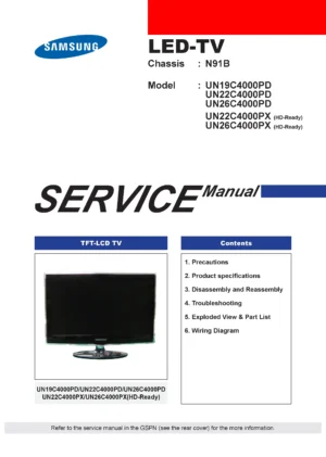 Samsung un26c4000pd un22c4000pd un19c4000pd service manual cover