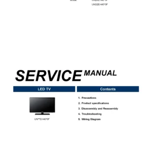 Samsung un26eh4000f un32eh4000f service manual cover with photo of the television, model type and code and manual contents