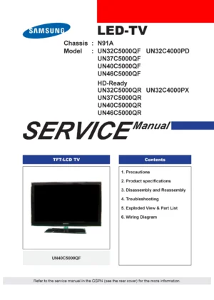 Samsung un32c4000 un32c4000pd service manual cover