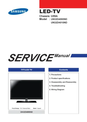 Samsung un32d4000nd un32d4010nd service manual cover