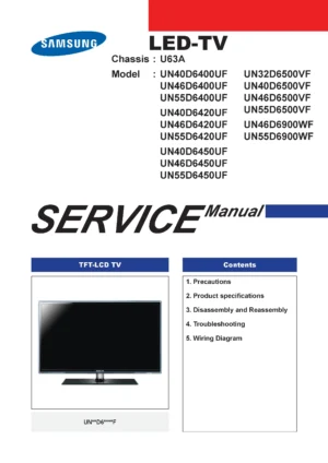 Samsung un40d6420uf un46d6420uf un55d6420uf service manual cover