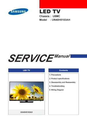 Samsung un40h5103 un40h5103ah un40h5103ahxpa service manual cover