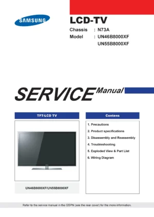 Samsung un46b8000xf un55b8000xfx service manual cover